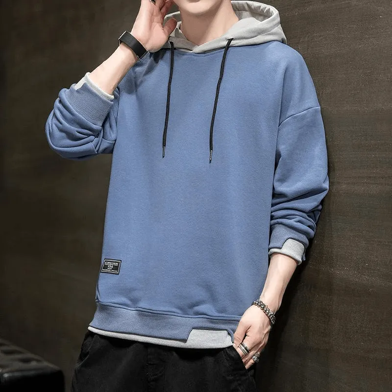 NEW Men's Casual Contrast Pullover Hoodie