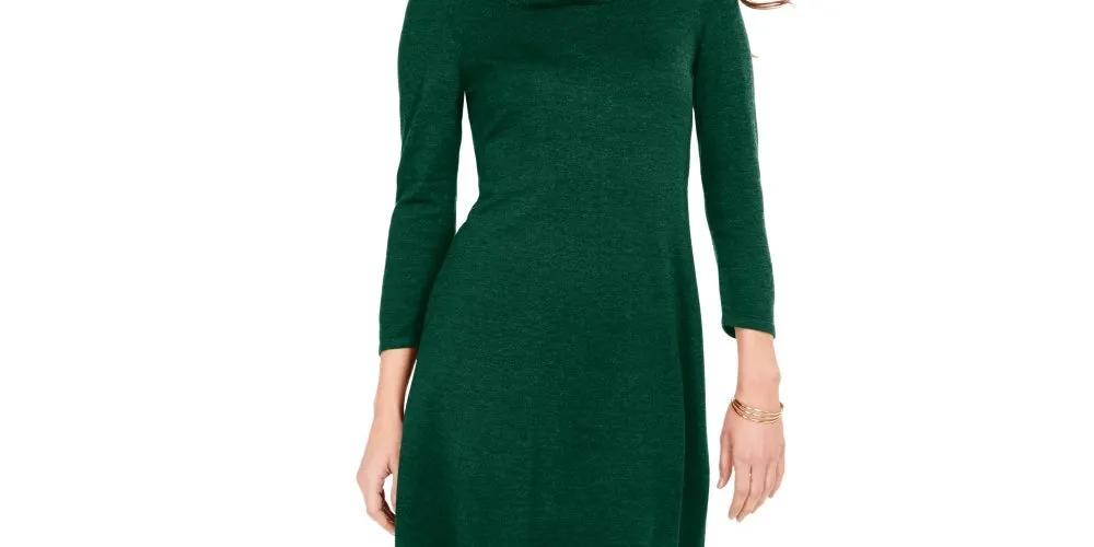 Nine West Women's Cowlneck Sweater Dress Green Size Large