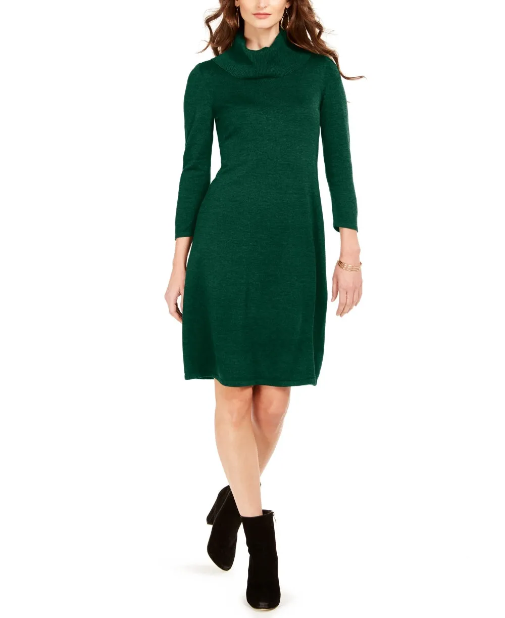 Nine West Women's Cowlneck Sweater Dress Green Size Large