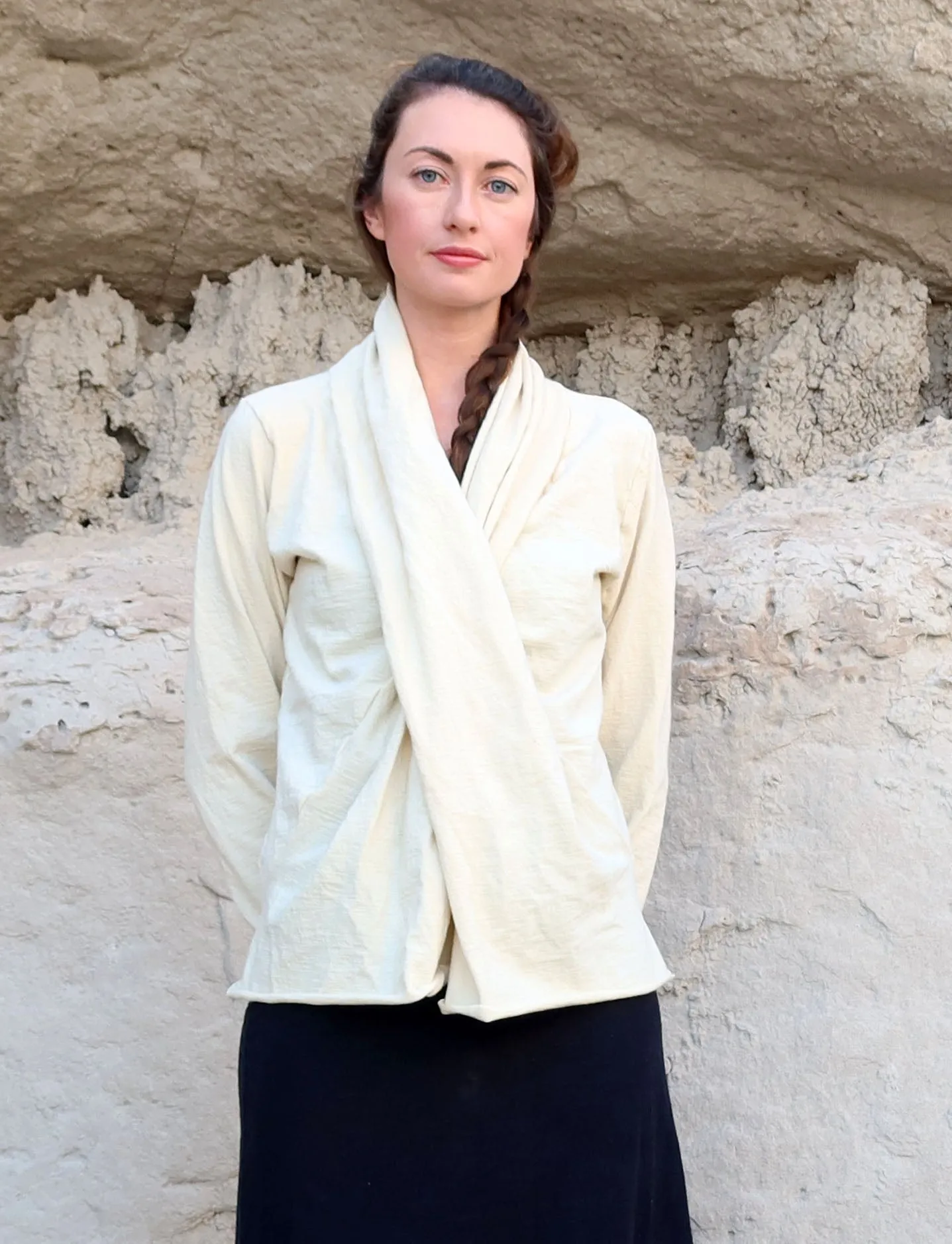 ORGANIC WOOL Shawl Collar Pencil Shirt