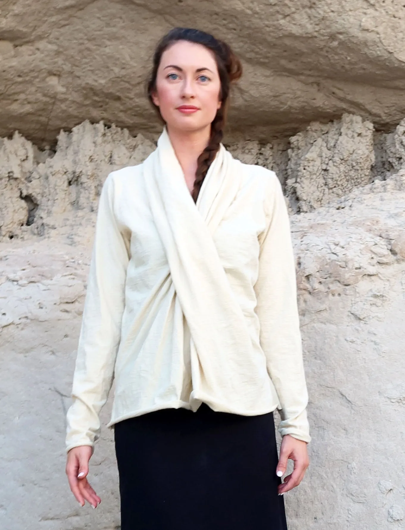 ORGANIC WOOL Shawl Collar Pencil Shirt