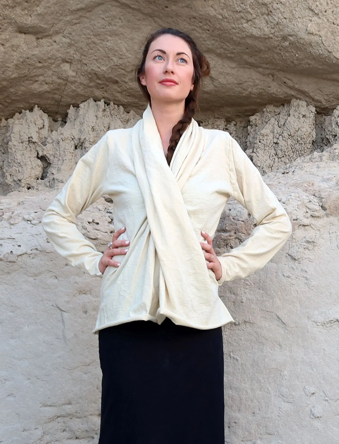 ORGANIC WOOL Shawl Collar Pencil Shirt