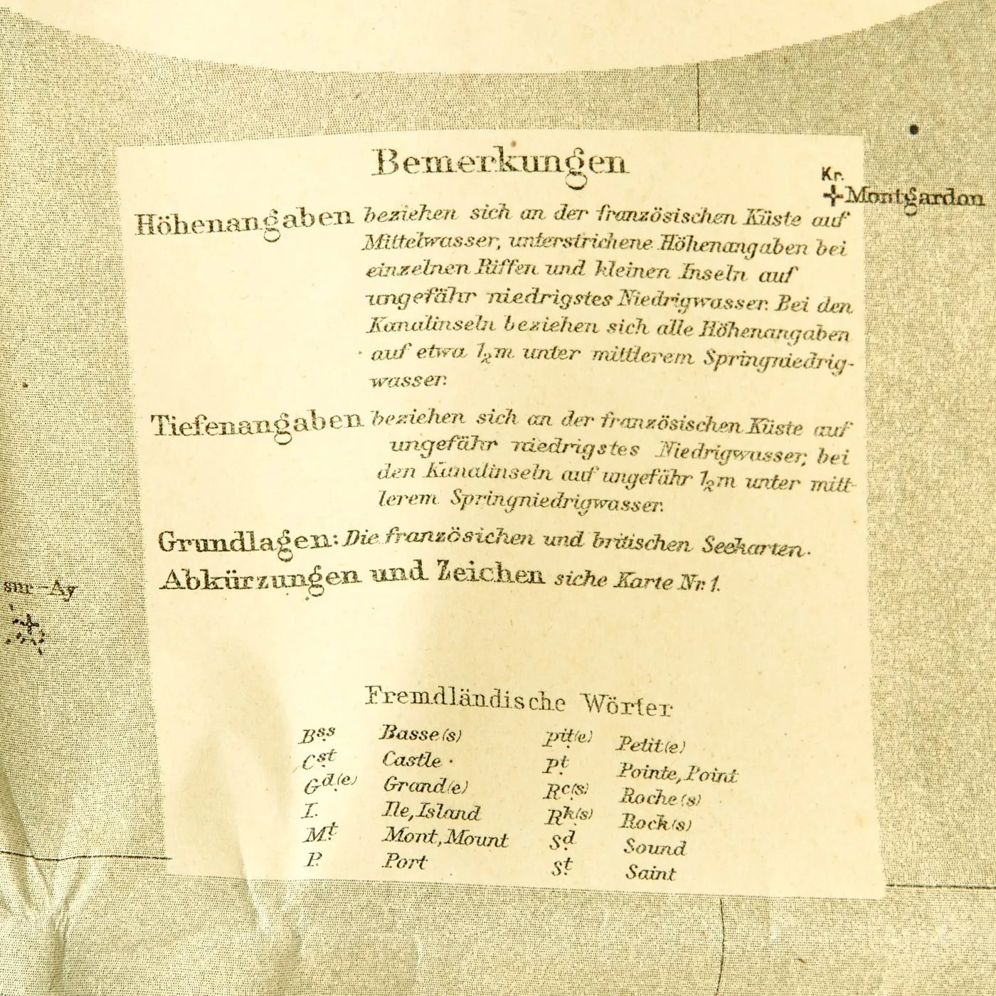 Original German WWII 1944 Kriegsmarine U-Boat Map Northern Coast Channel of France Granville to Portbail