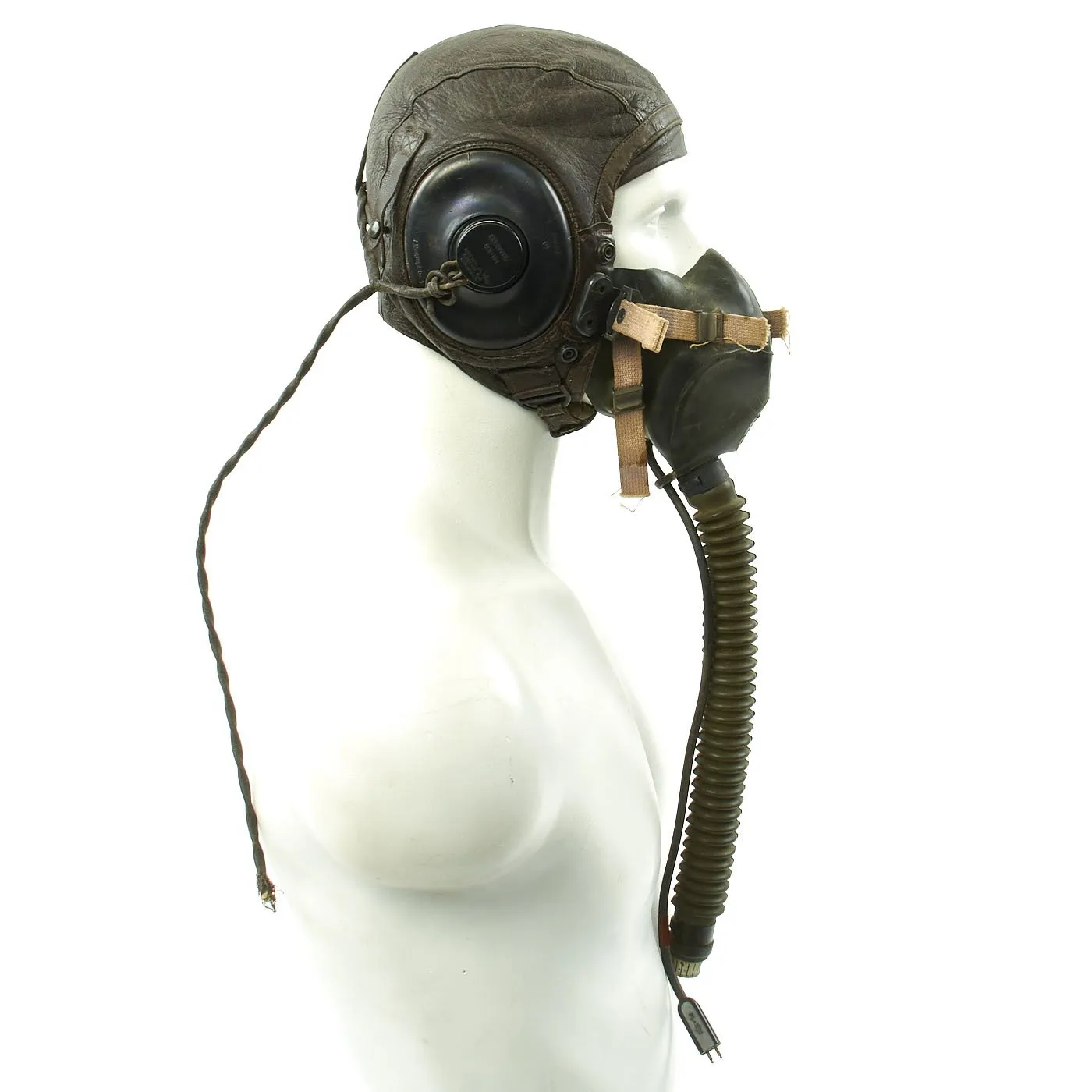 Original U.S. WWII Army Air Forces Aviator A-11 Flight Helmet Set - A-14 Mask, ANB-H-1 Earphones, B-7 Goggles