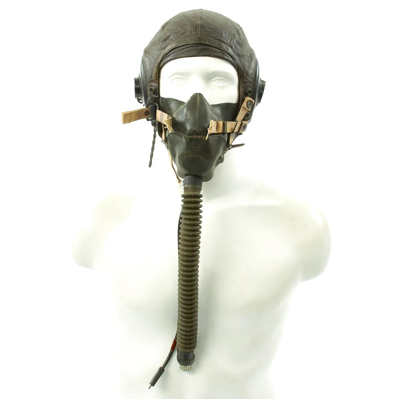 Original U.S. WWII Army Air Forces Aviator A-11 Flight Helmet Set - A-14 Mask, ANB-H-1 Earphones, B-7 Goggles