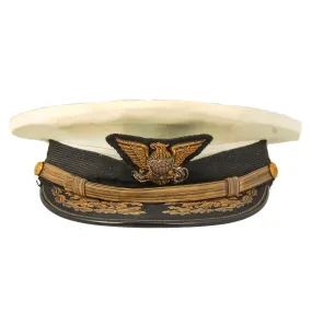 Original U.S. WWII US Coast Guard Admiral Visor Named to H.C. Moore Commander of USCGC Argo