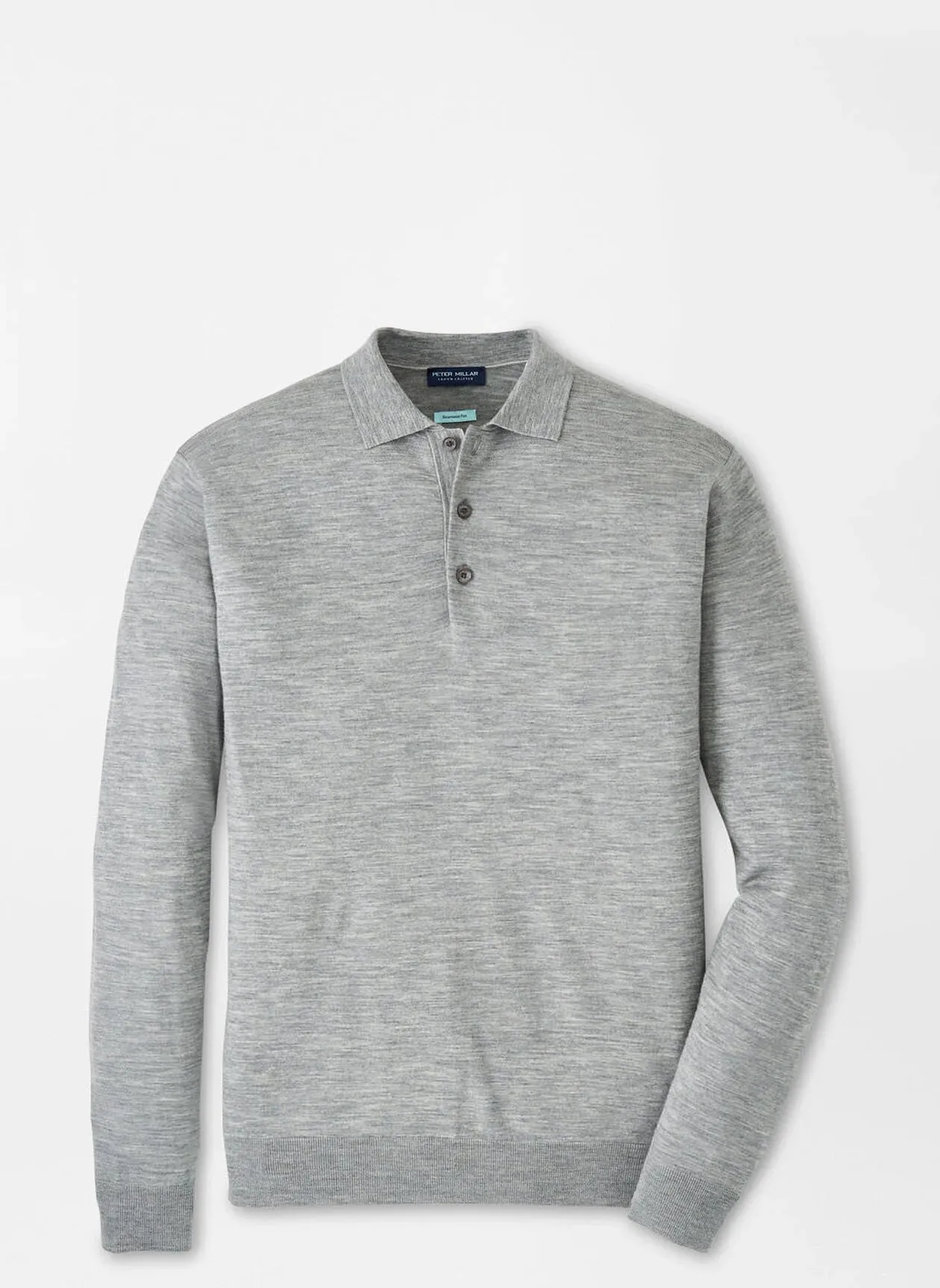 Peter Millar Excursionist Flex Sweater Polo In Gale Grey