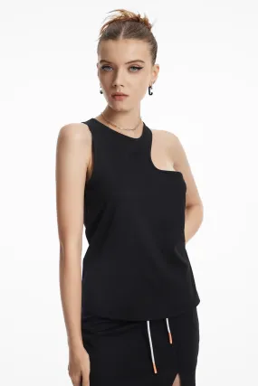 Plain Asymmetrical Neck Tank Top