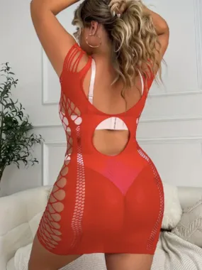 Plus Size Red Mesh Dress