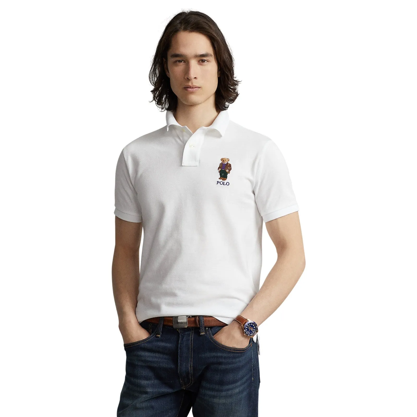 Polo Ralph Lauren Custom Slim Fit Men's (White) Polo Bear Polo Shirt 710853312021