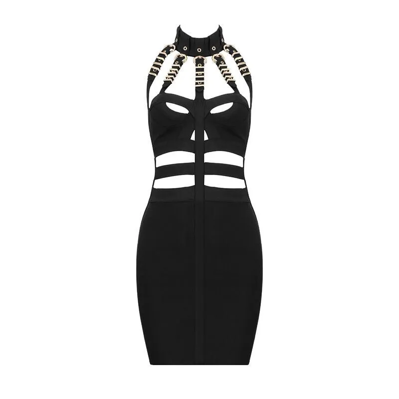 Pre Order:  Sexy Hollow Out Halter Neck Bandage Dress