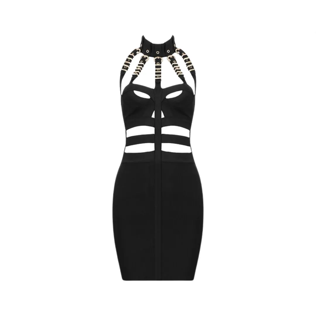 Pre Order:  Sexy Hollow Out Halter Neck Bandage Dress