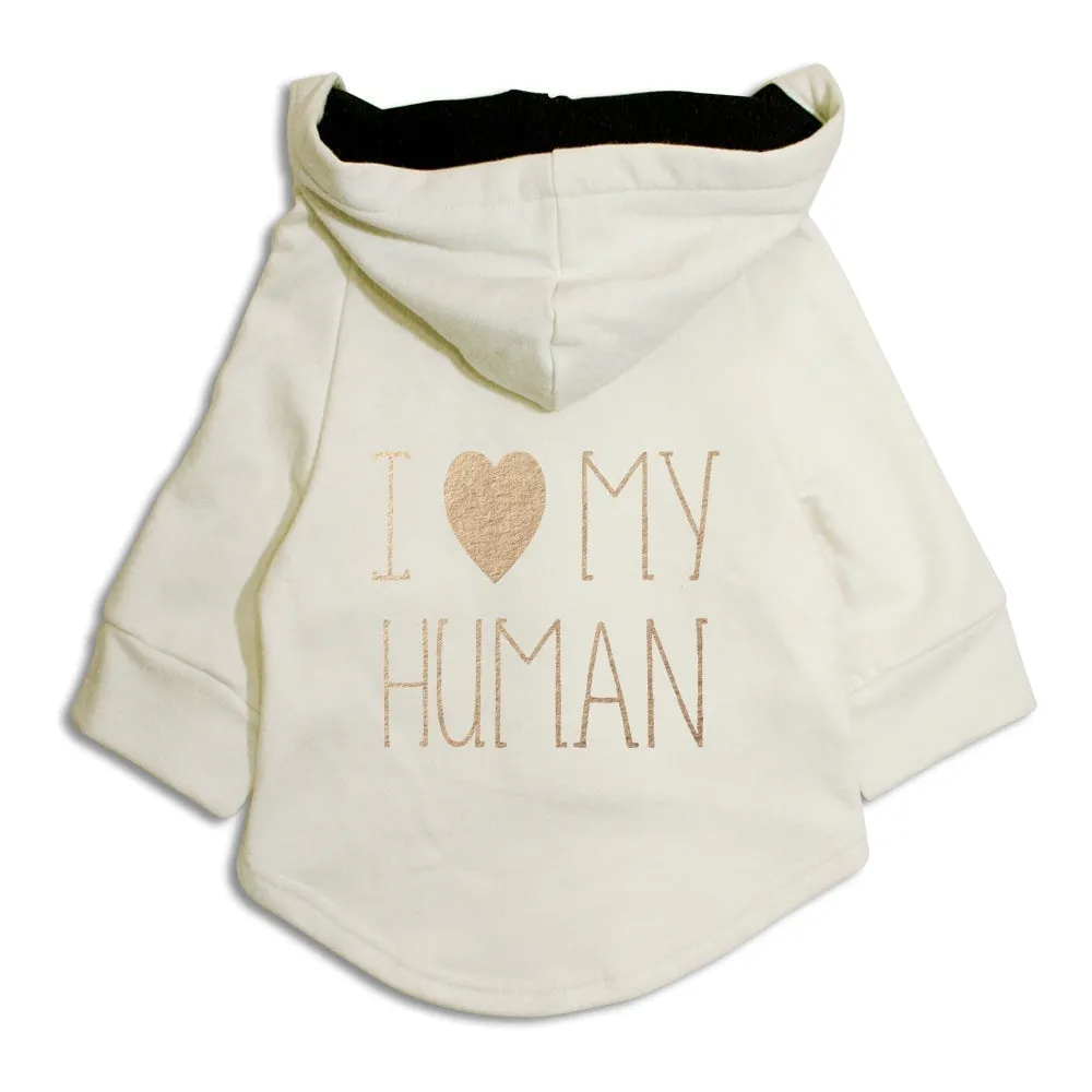 "I Love My Human" Foil Edition Dog Hoodie Jacket