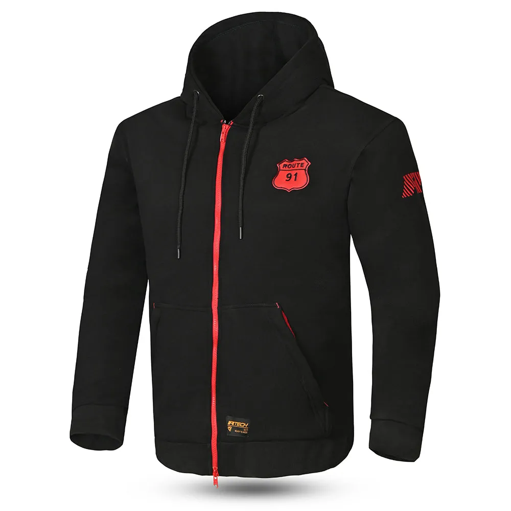 R-TECH Route 91 Motorbike Touring Hoodie Black Red