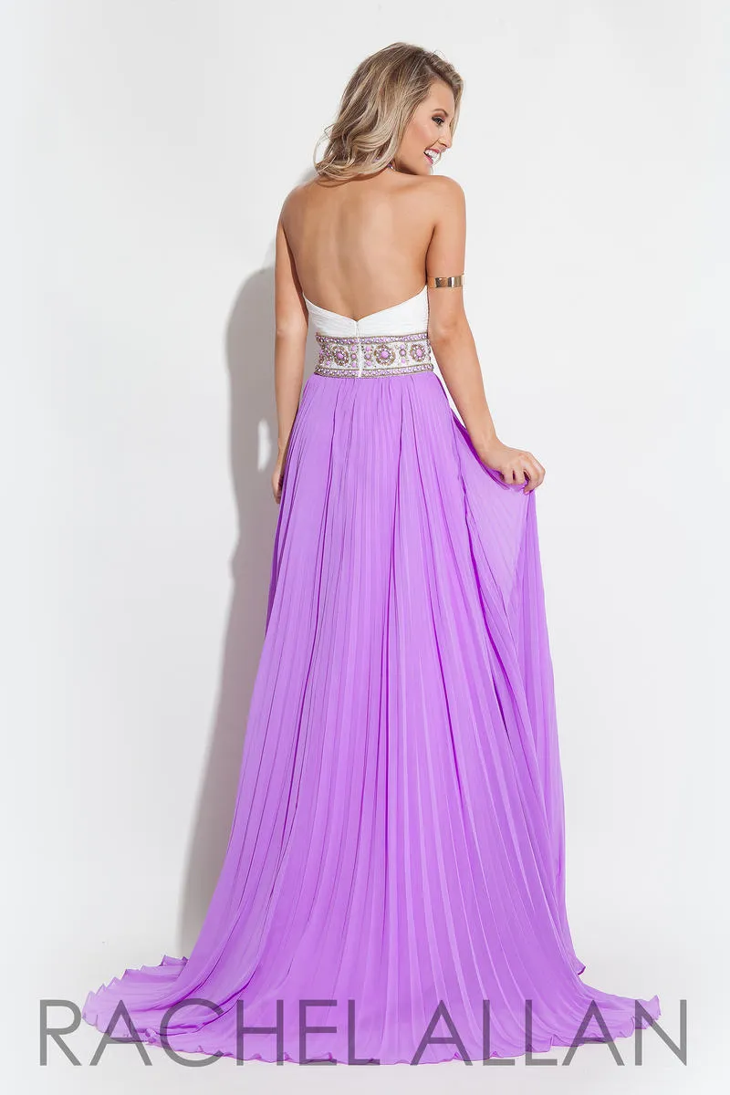 Rachel Allan 7160 White Lilac Halter Chiffon Dress