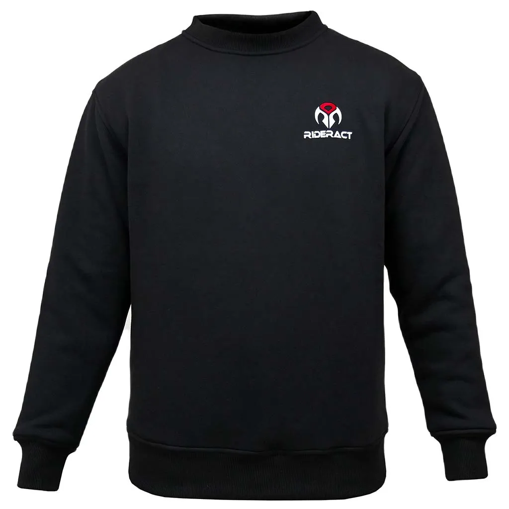 RIDERACT® Motorcycle Sweat Shirt Black Reinforced with Aramid Fiber