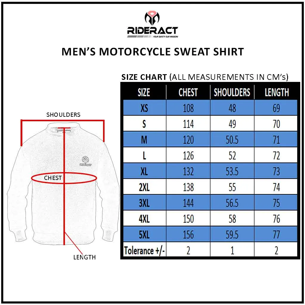 RIDERACT® Motorcycle Sweat Shirt Black Reinforced with Aramid Fiber