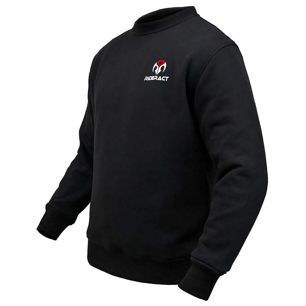 RIDERACT® Motorcycle Sweat Shirt Black Reinforced with Aramid Fiber