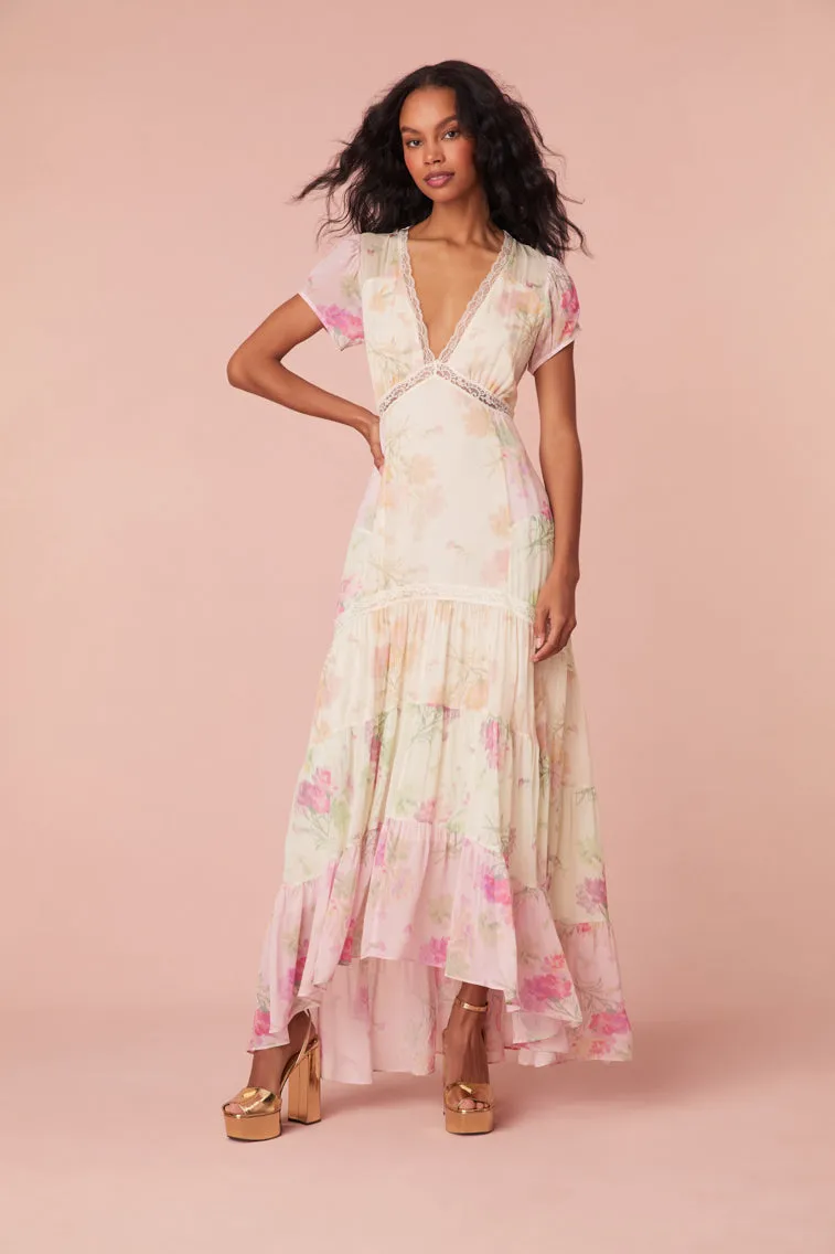 Roupell V-Neck Chiffon Maxi Dress