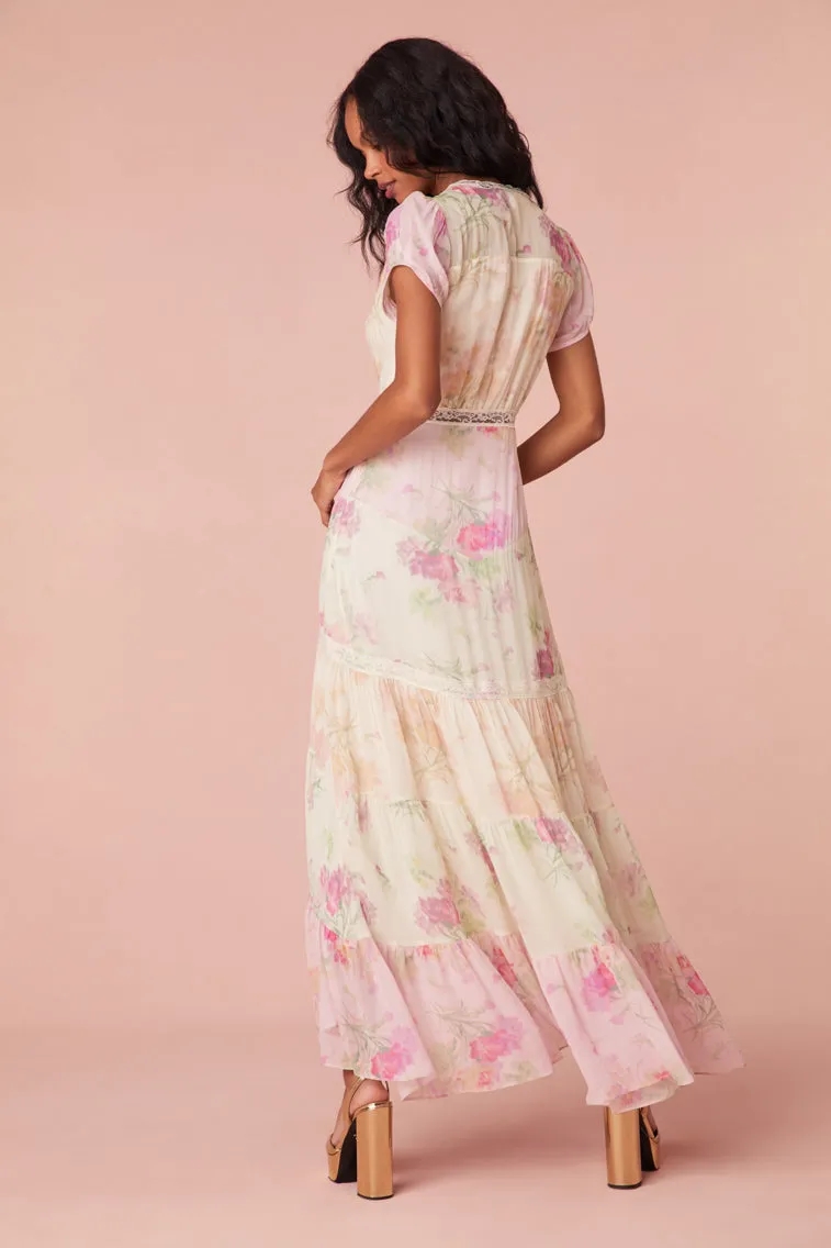 Roupell V-Neck Chiffon Maxi Dress