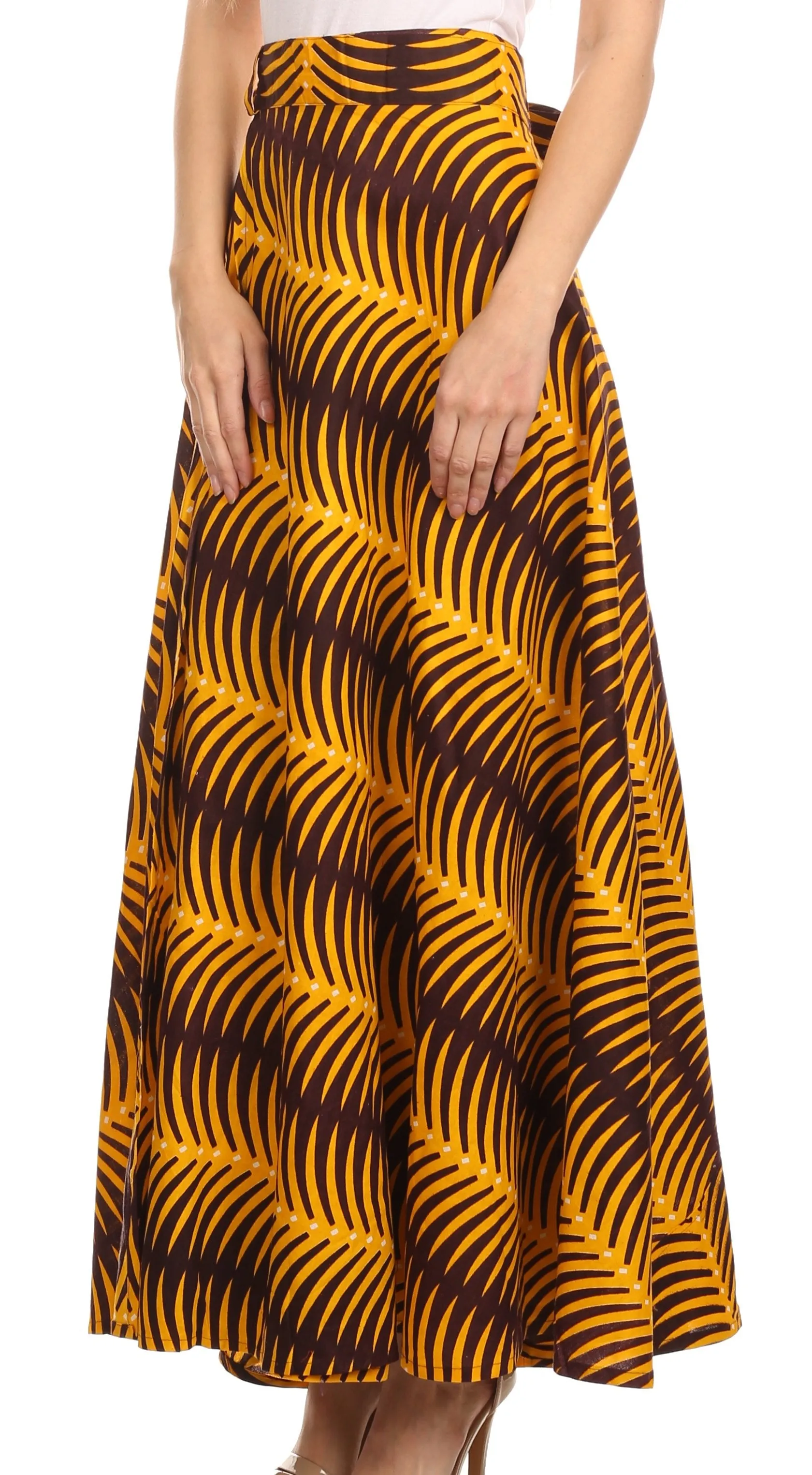 Sakkas Garan Long Opaque Fully Adjustable Printed Skirt Wrap Around Without Slit