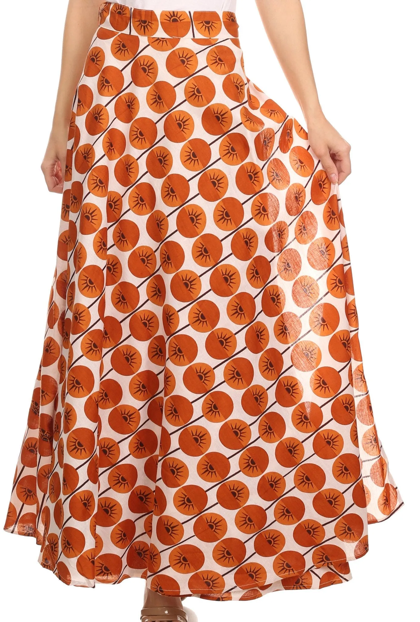 Sakkas Garan Long Opaque Fully Adjustable Printed Skirt Wrap Around Without Slit