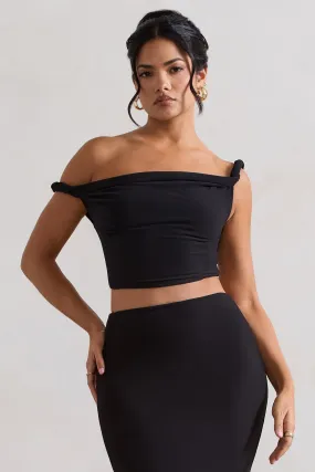 Sami | Black Twisted Asymmetric Crop Top