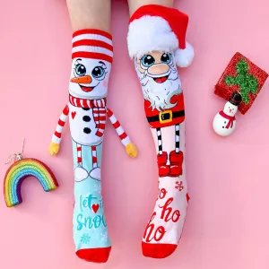 Santa and Snowman Knee High Christmas Socks