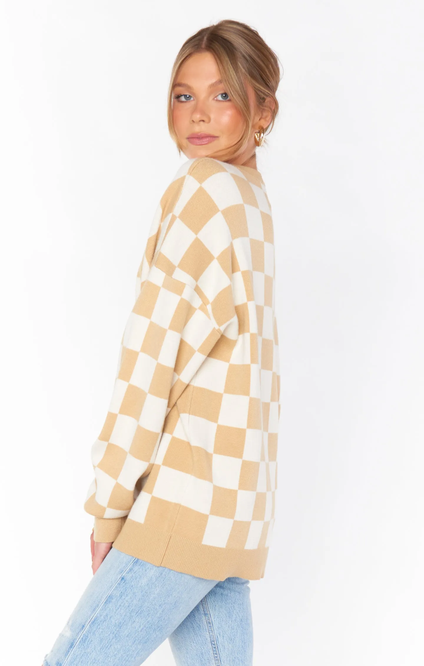 Scout Sweater ~ Tan Checker Knit