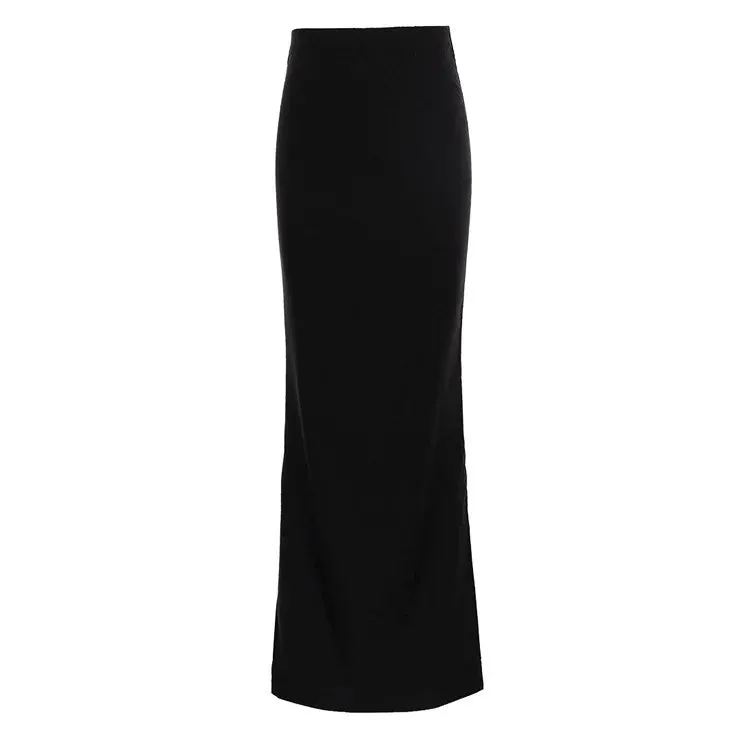 Sexy Tight Black Maxi Bodycon Thick Autumn Winter Long Package Hip Skirt