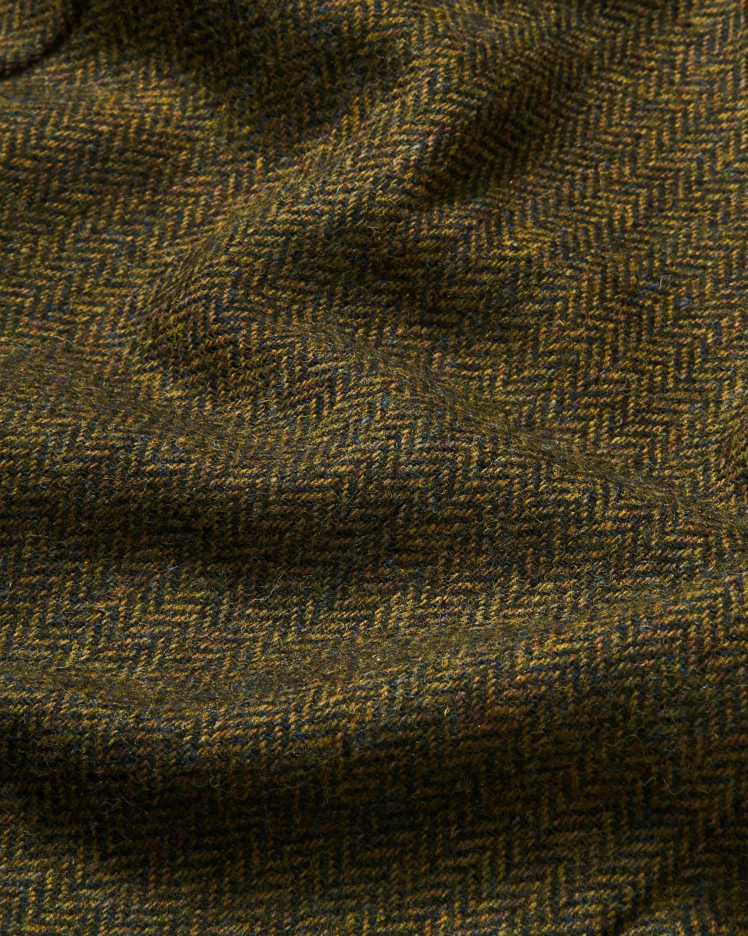 Shetland Wool Loafer Jacket in Olive Herringbone