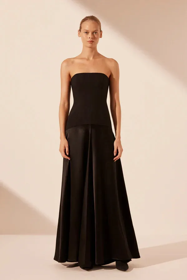 SHONA JOY - Adri Strapless Panelled Maxi - Black