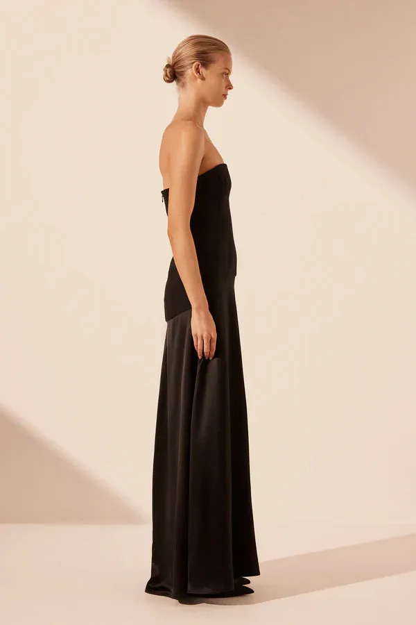 SHONA JOY - Adri Strapless Panelled Maxi - Black