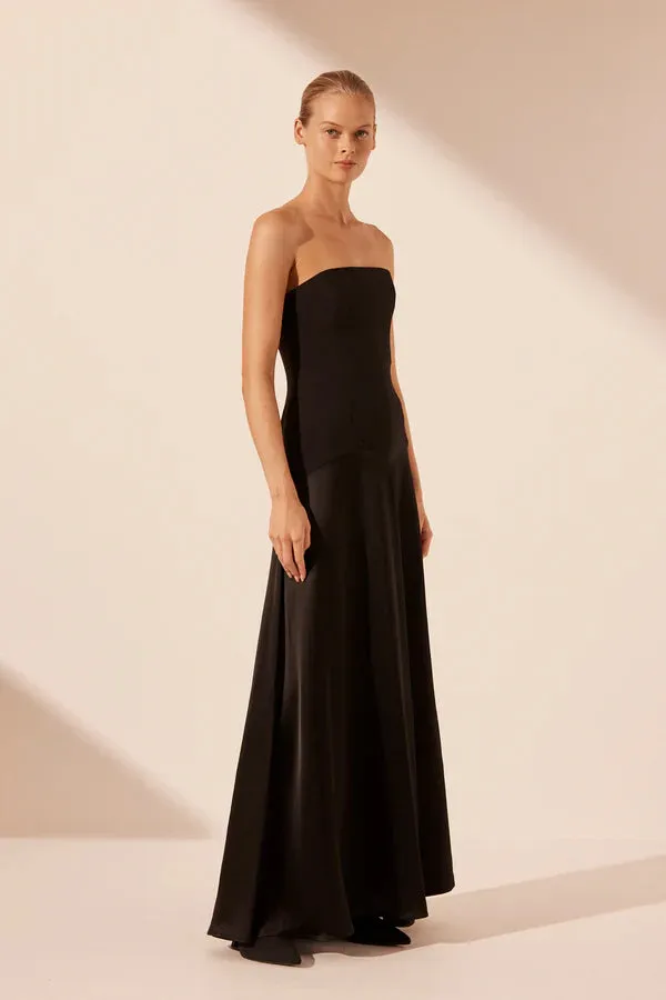 SHONA JOY - Adri Strapless Panelled Maxi - Black