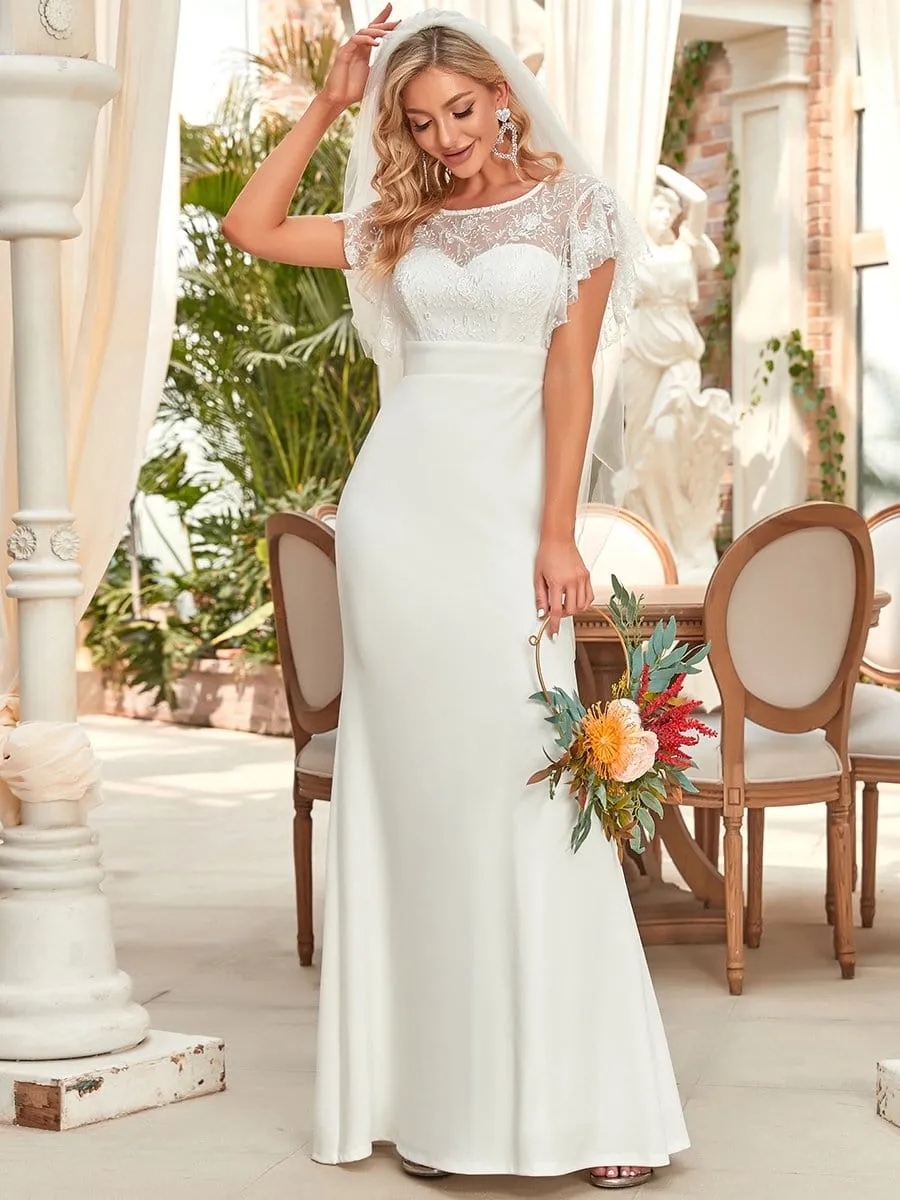 Short Sleeve Lace Fishtail Wedding Dress