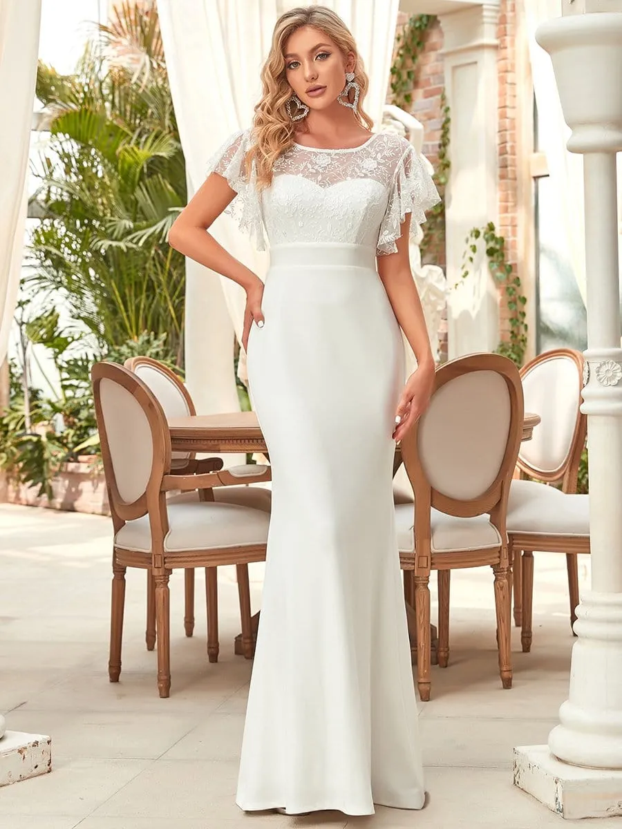 Short Sleeve Lace Fishtail Wedding Dress