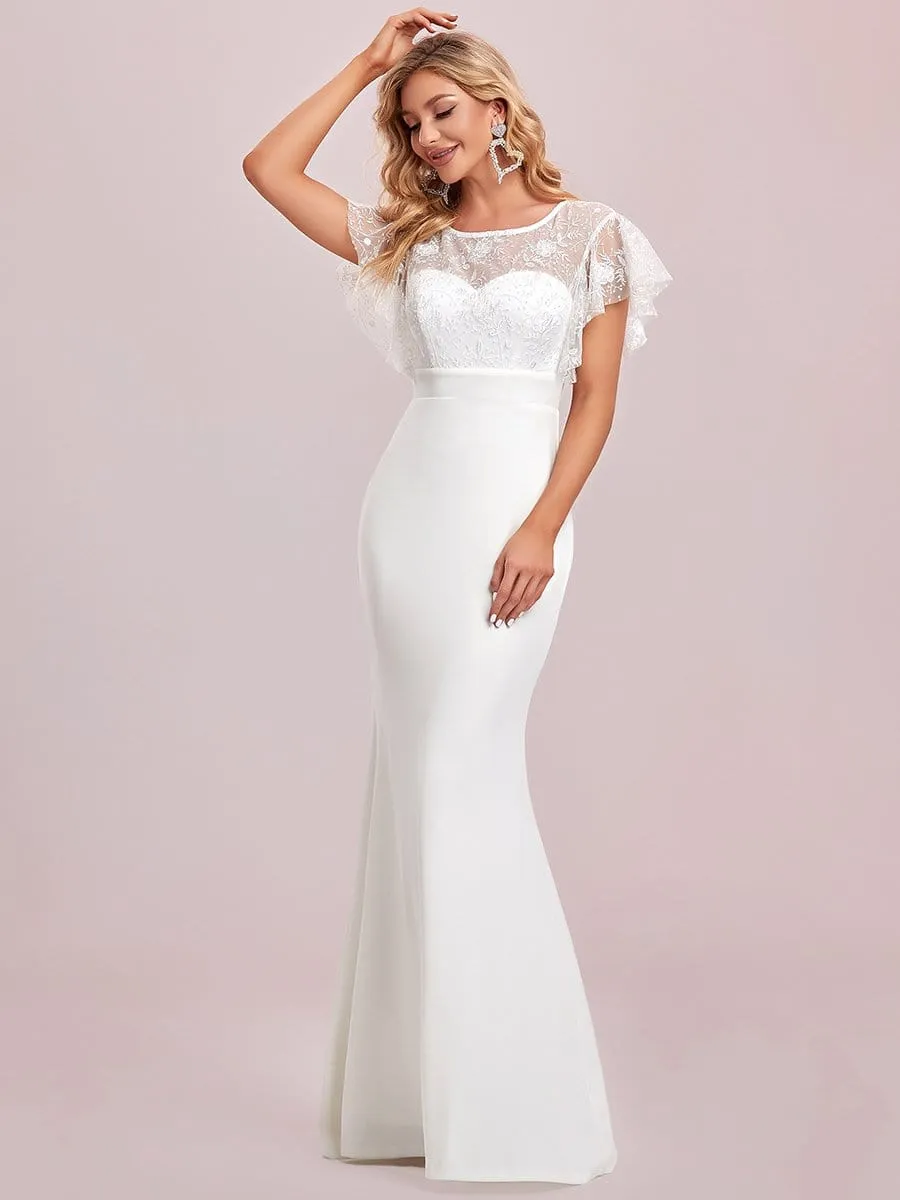 Short Sleeve Lace Fishtail Wedding Dress