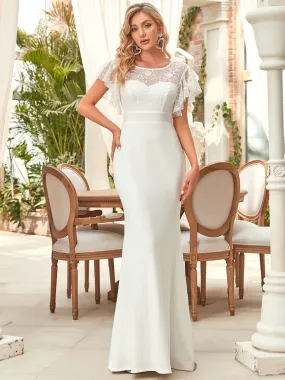 Short Sleeve Lace Fishtail Wedding Dress