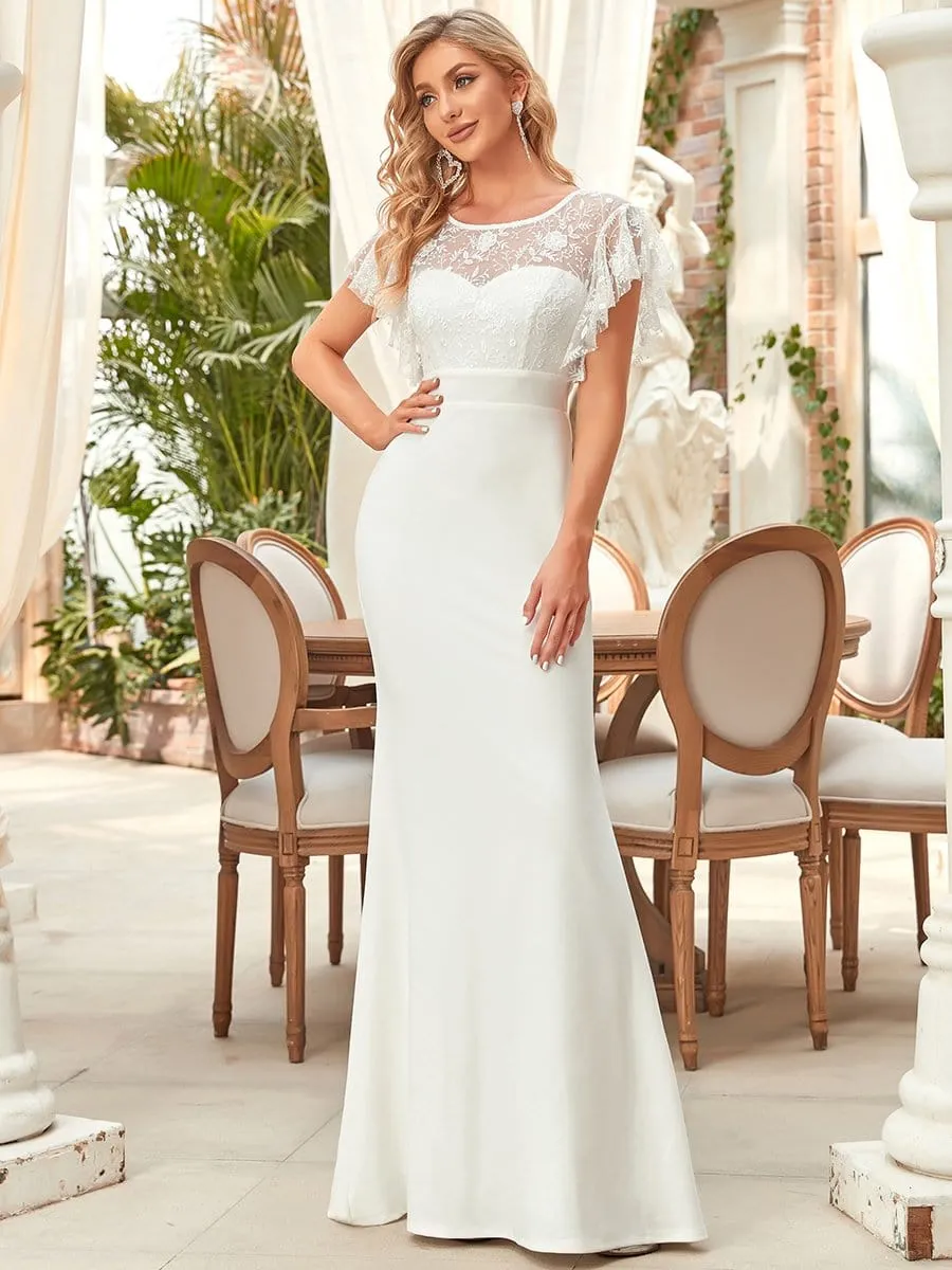 Short Sleeve Lace Fishtail Wedding Dress