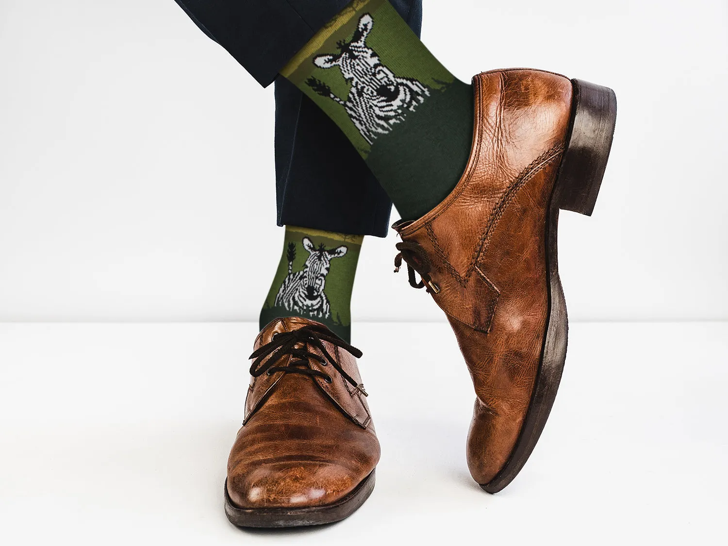 Sick Socks – Zebra in Grass – Exotic Animals Dress Socks