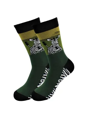 Sick Socks – Zebra in Grass – Exotic Animals Dress Socks