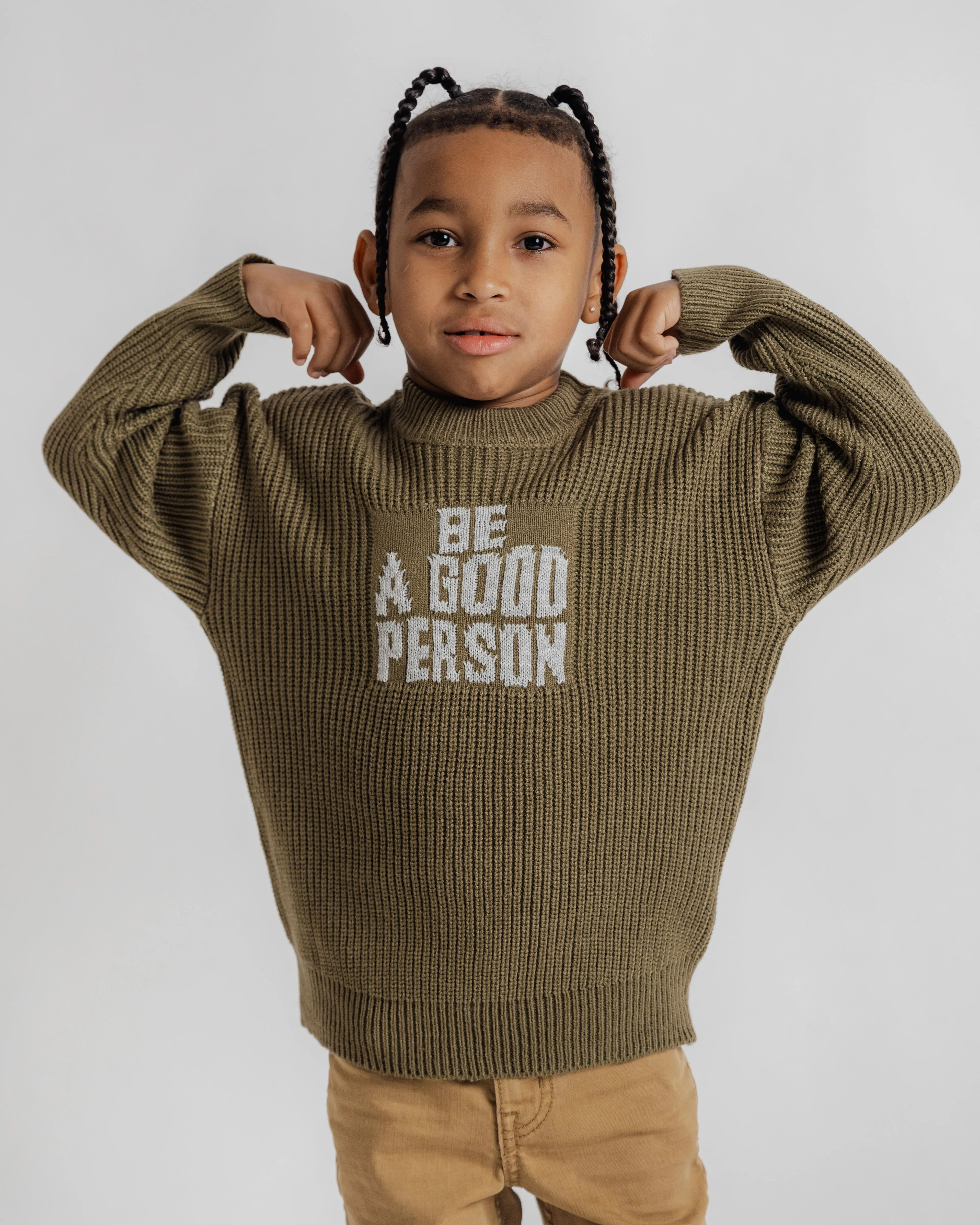 Signature Youth Knit Sweater - Olive