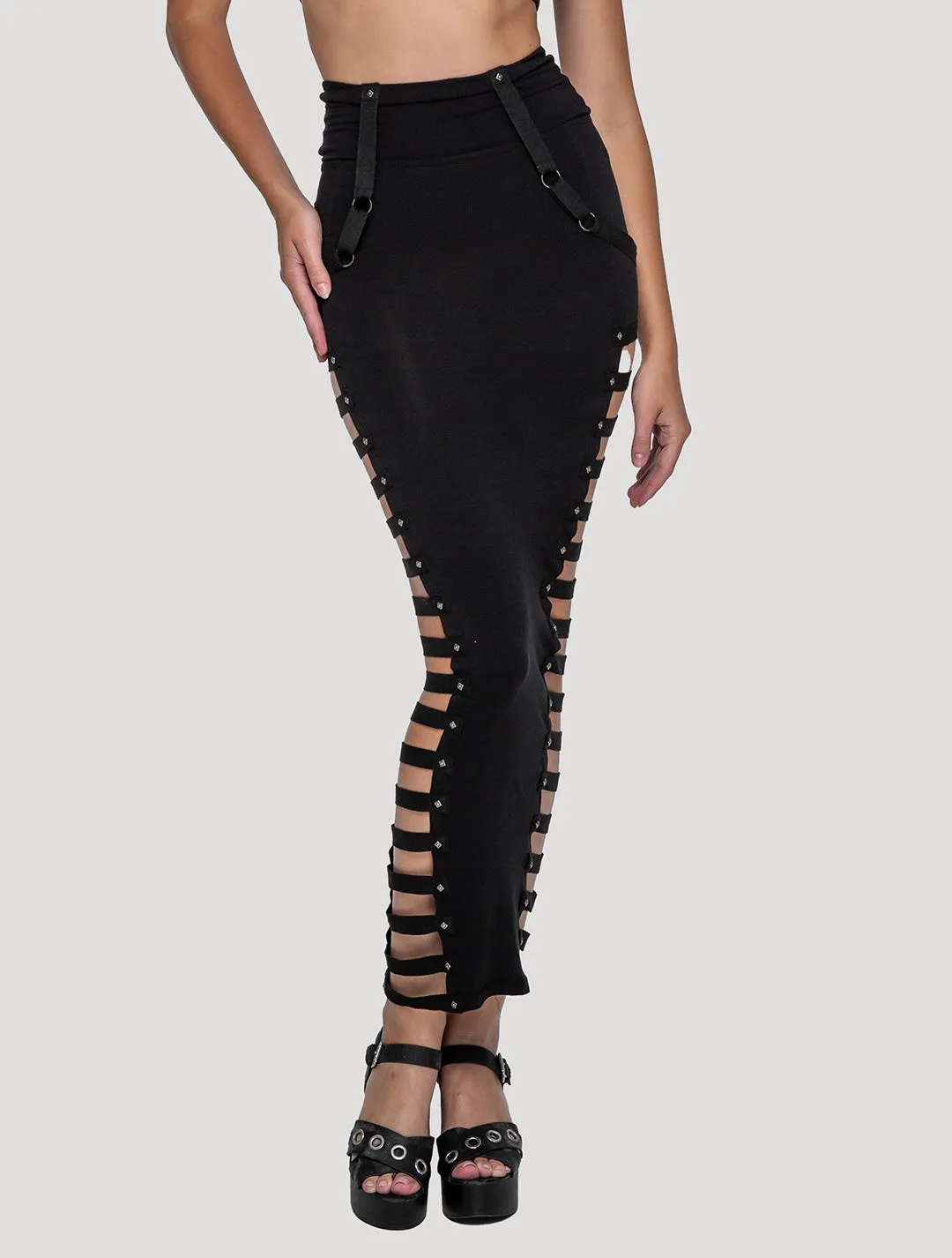 Slashed High-Waist Maxi Skirt