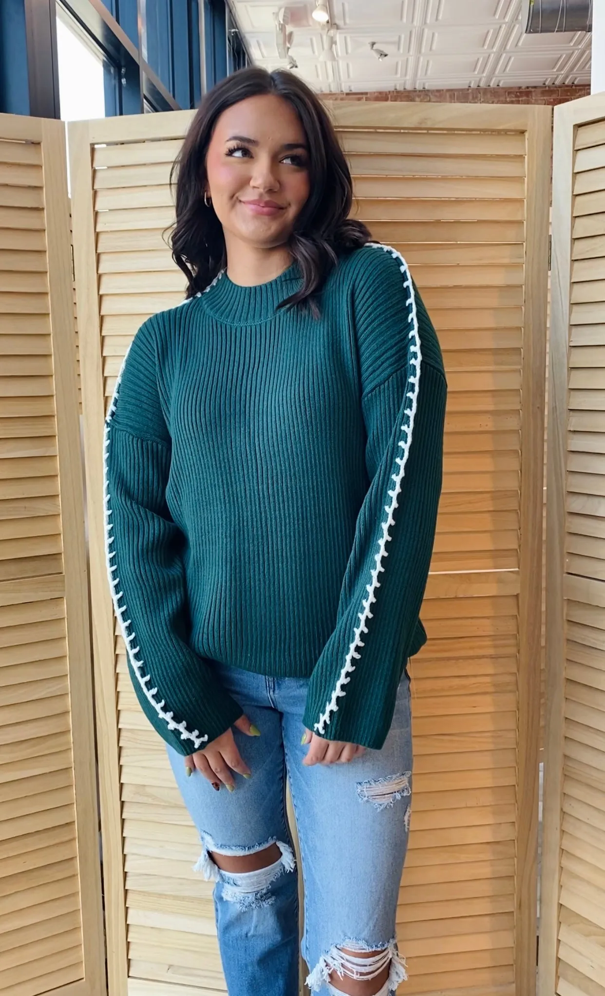 Stitch It Up Sweater | Hunter Green