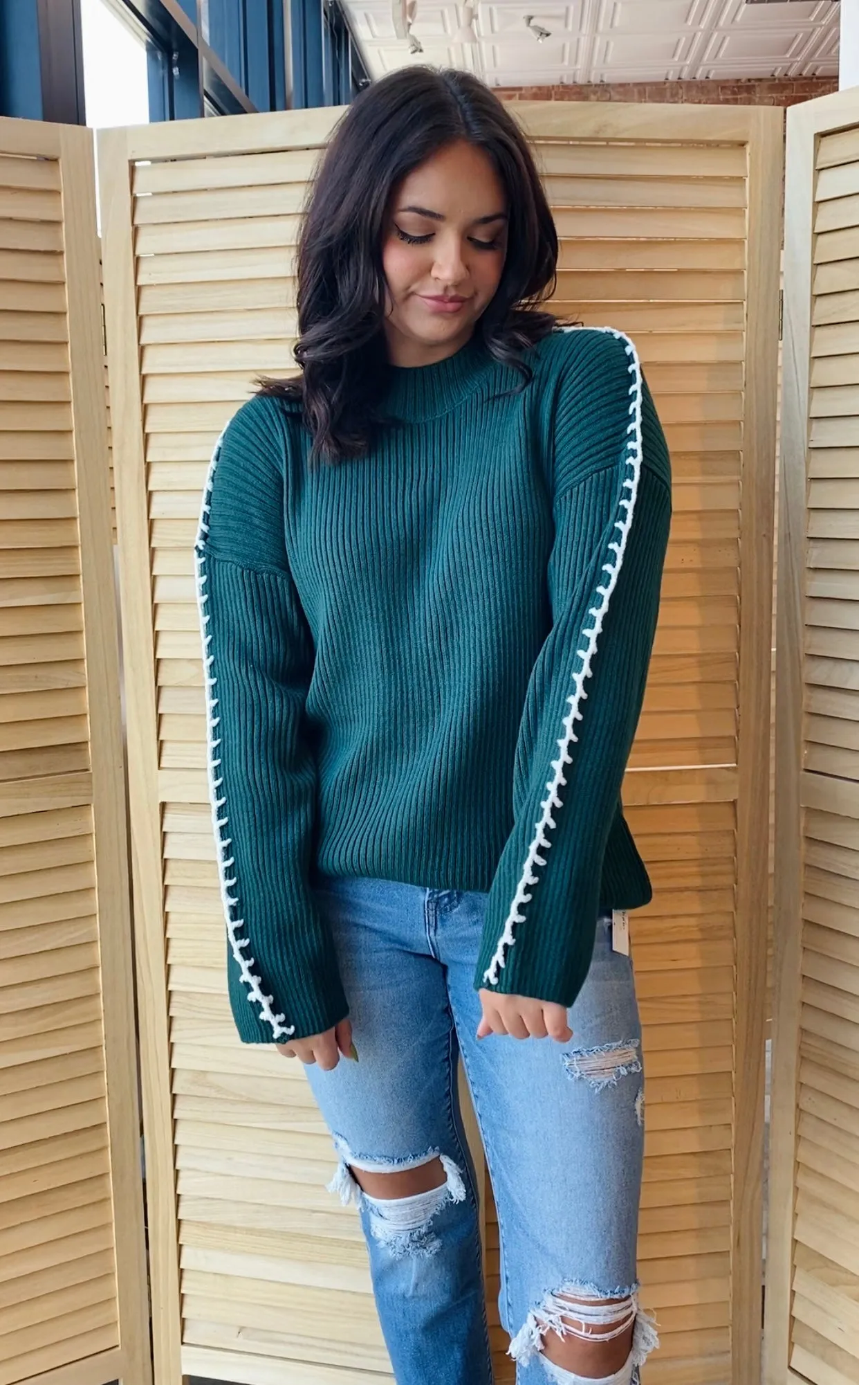 Stitch It Up Sweater | Hunter Green