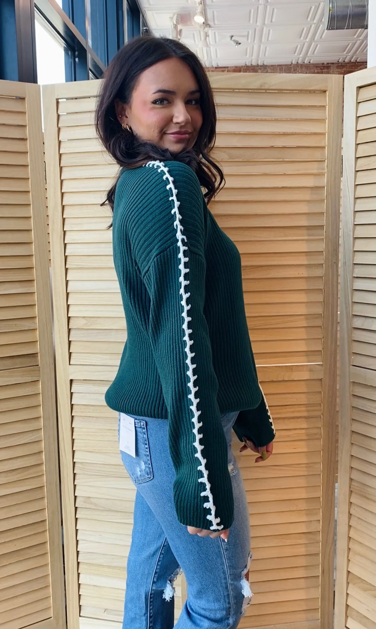 Stitch It Up Sweater | Hunter Green