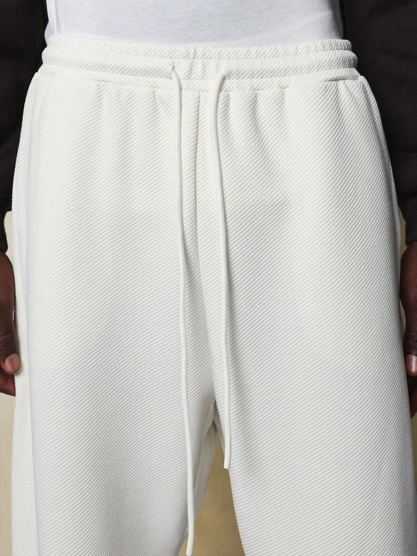 Straight Fit Textured Sweatpants With Drawstrings