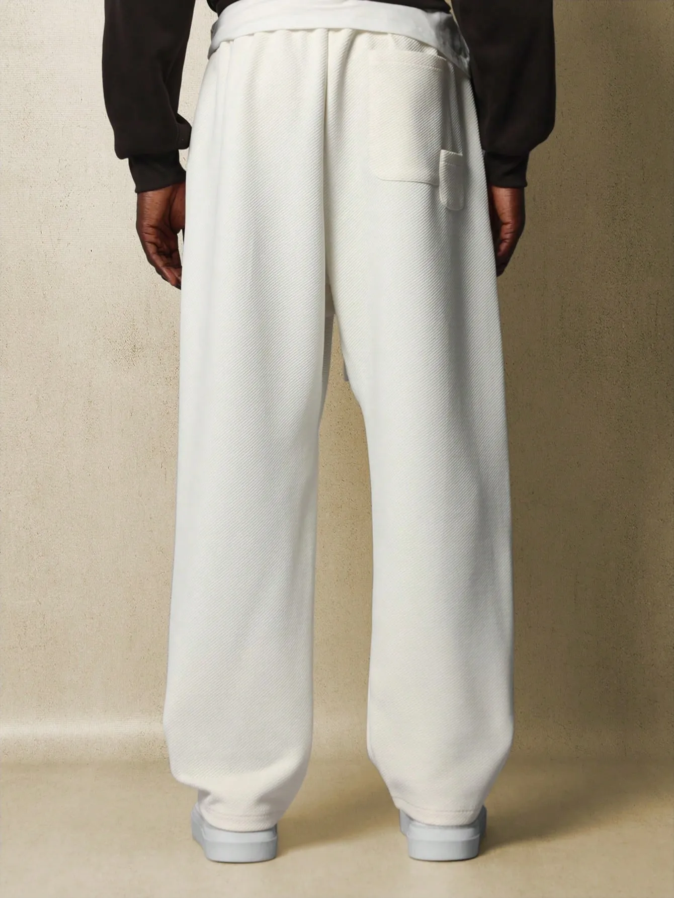 Straight Fit Textured Sweatpants With Drawstrings