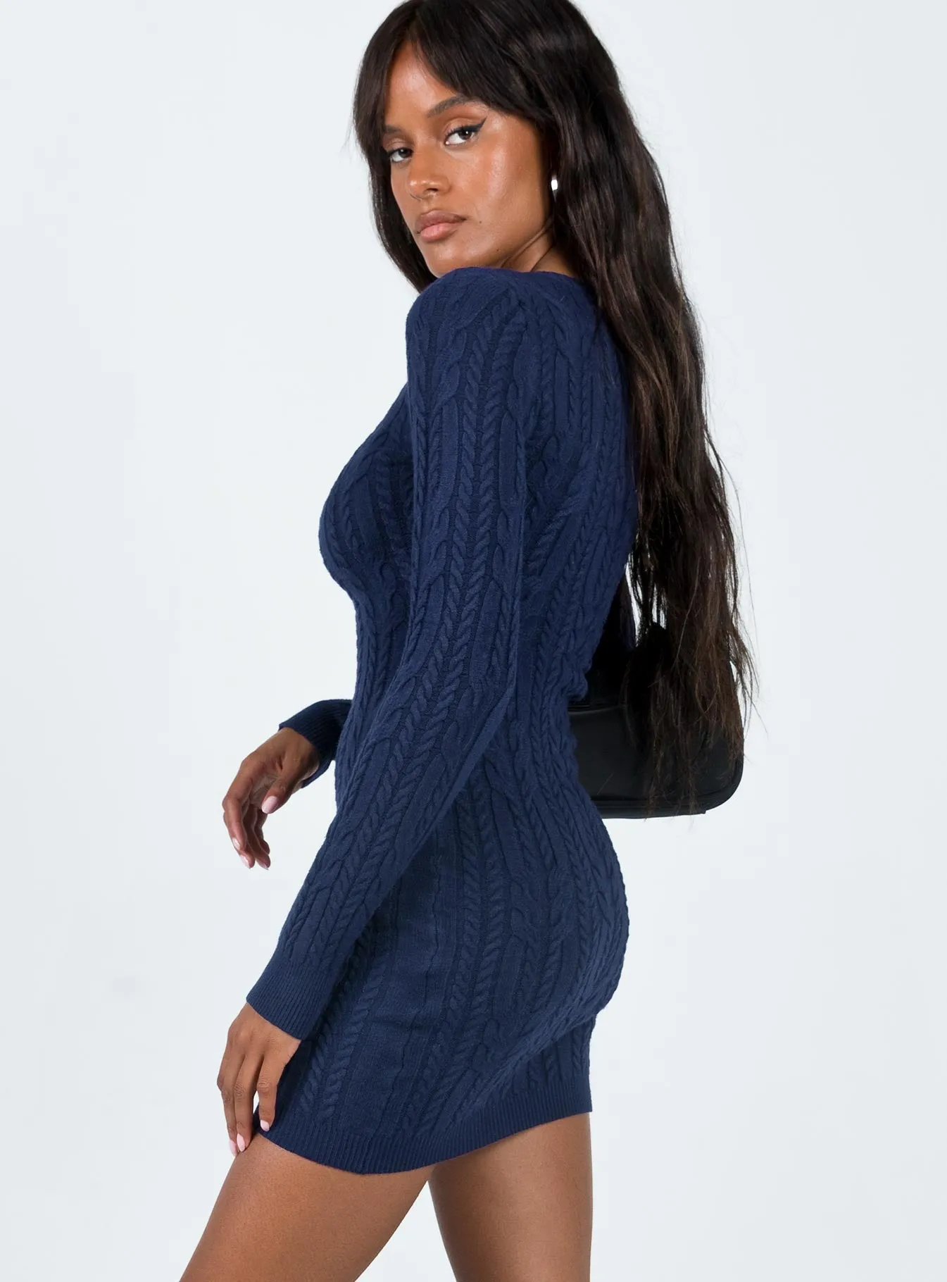 Strait Sweater Dress Navy