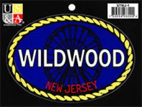 STWJ1 Euro Oval Sticker- Wildwood NJ Ferris Wheel